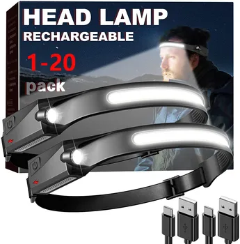 1-20PCS farol de LED recarregável o farol de 230 ° de largura de feixe, cabeça de lâmpada 5 modos de cabeça de cabeça de luz, luz do flash adequado para camping