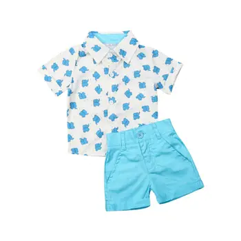 1-5Y Crianças Recém-nascido Menino Conjuntos de Roupas de Verão Elefante Tops, T-shirt, Calças de Shorts, Roupas de Cavalheiro Conjuntos