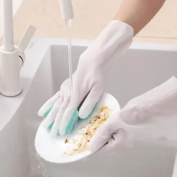 1 Par de Luvas para lavar a Louça ponta dos Dedos, Pincéis antiderrapantes de Silicone Multi-funcional de Estimação Limpeza de Massagem trabalho Doméstico Luvas de Casa Suppli