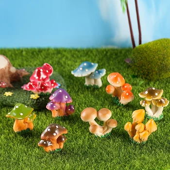 1 PC Cogumelo Resina Figuras Decorativas Miniaturas Micro Paisagem de Casa de Boneca DIY Ornamentos 2023 Novo