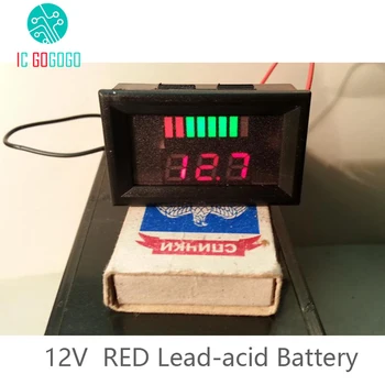 12V da Bateria de ácido-Chumbo Vermelha do Indicador de Capacidade de Carga de Energia de Nível Testador Dual Display LED Voltímetro Digital Para a Bateria de Chumbo-ácido