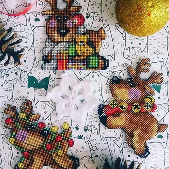 14CT de Lona Plástica de Natal Veado Para DIY Artesanal Bordado Bordados de Tricô Artesanato em Ponto Cruz Ornamentos
