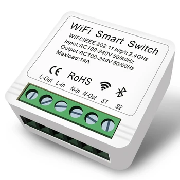 16A Mini Smart wi-Fi DIY Switch Suporta de 2 Vias de Automação Módulo Funciona com Vida Inteligente Alexa Inicial do Google ewelink.loja App