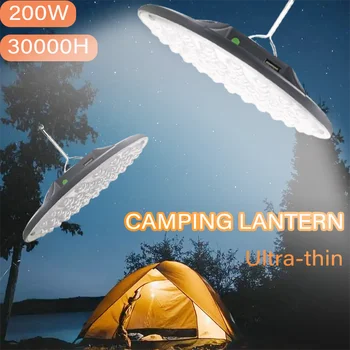200W Acampamento do Diodo emissor de Luz da Lanterna Recarregável Lanterna Acampando Portátil de Luz Forte Camping LED Lâmpada da Mão de Emergência de Pesca