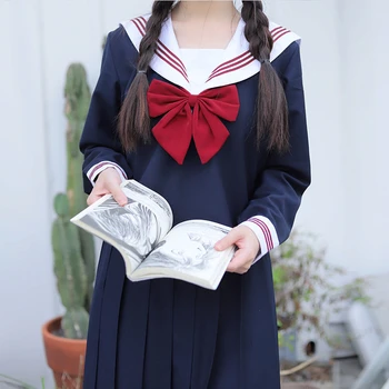 2019 Japonês Uniformes Escolares Para Meninas Bonito Curta/Longa duração Marinheiro Tops+Saia Plissada Conjuntos Completos de Cosplay Traje JK