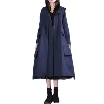 2023 Nova Primavera, Outono Trench Coat Mulheres, a Médio Longo do Zíper Capuz Mulheres casaco Sobretudo Jaqueta Feminina Outerwear Tops