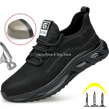2023 Novo Calçado de Segurança para Homens de Aço do Dedo do pé Sapatilha da Prova da Punctura Sapatos de Trabalho Homem Respirável Botas de Segurança do Trabalho de Proteção Industrial