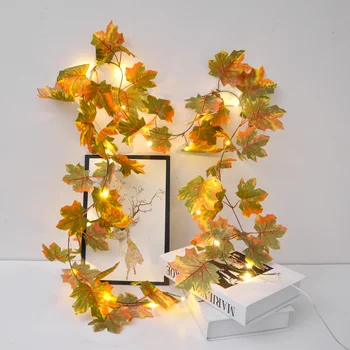 2m Led String Folhas de Bordo de Fio de Cobre Lâmpada 10pcs LEDs Outono Enfeites Pendurados de Vime Lâmpada de ação de Graças Decorativos Luz da corda