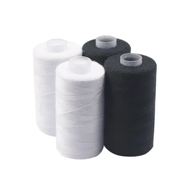 2Pcs de 500M Carretéis de linha de Costura de Poliéster Preto Branco Threads para Máquina de Costura de Mão de Reparação de Uso para a Mão e a Máquina de Costura