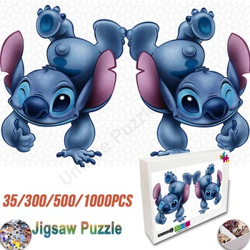 35/300/500/1000Pcs Disney Lilo & Stitch em caixa de Madeira Puzzle Criança de Presentes de Aniversário Manual Diy Montagem de Brinquedos, Decoração