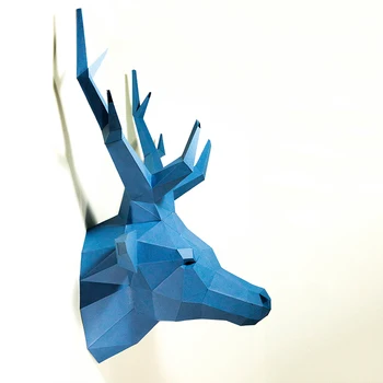 3D Modelo de Papel Cabeça de Cervo Pedaços de Parede Decoração DIY Estéreo Origami feito a mão Papercraft Animal de Artesanato Crianças Brinquedos Educativos