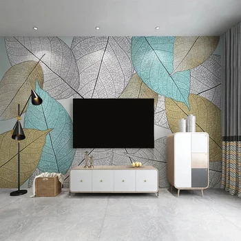 3D personalizado Mural Moderno Folha Simples Veia Textura Sala de estar com TELEVISÃO de papel de Parede Para Quarto de Paredes Papel De Parede Decoração Tapety Arte