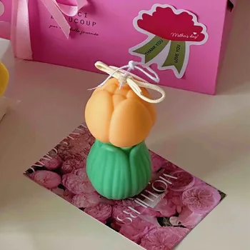 3D Tulip Flor Aromaterapia Vela do Molde de Silicone Creative Gesso Artesanato Decoração Artesanal de Sabão Molde