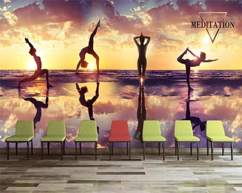 3DBEIBEHANG papel de parede Personalizado 3D mural de fotos de moda do sol ao entardecer de yoga fitness club de ferramentas de fundo de parede decorativo de parede