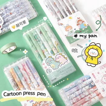 6Pcs/Set Kawaii Cartoon Canetas de Gel Para as Crianças a Escrever Bonito Japonês coreano papel de carta de Volta Para o material Escolar, de Escritório Acessórios