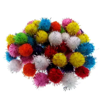 80pcs 2,5 cm de Mistura de Glitter pompons macio pom poms bolas de Artes Brinquedos de DIY Suprimentos de Artesanato de Costura de Tecido pompons de casamento a Decoração Home