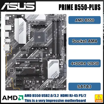 B550 placa-Mãe ASUS PRIME B550-PLUS AM4 placa-Mãe 4×DDR4 128GB PCI-E 4.0 2×M. 2 HDMI ATX para AMD Ryzen 5000 series cpu