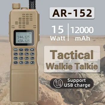 Baofeng AR-152 VHF/UHF Preto Radio 15W do Poder superior Walkie Talkie, Carregador USB MBITR Exército Tático AN /PRC-152 Duas vias de Rádio