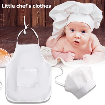 Bebê Avental Branco Chapéu De Terno Chef Roupas De Fotografia Com Adereços Bebê Infantil Criança De Tiro Adereços Traje Novo