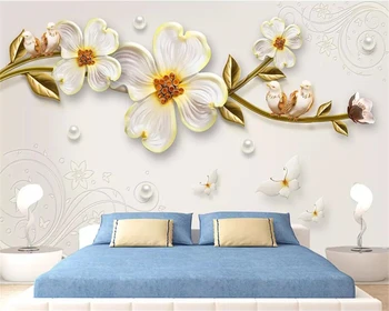 beibehang papel de parede Personalizado 3d de jóias de alívio de três simples e elegante novo Chinês flor de plano de fundo do papel de parede papel de parede