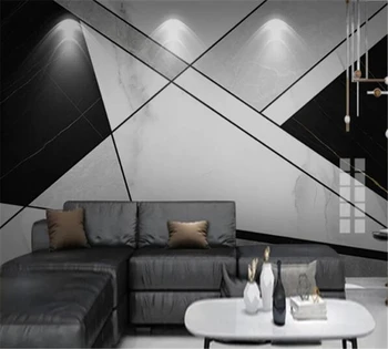 beibehang papel de parede Personalizado 3d moderno e minimalista em preto e branco gráficos geométricos de cinza de mármore na parede do fundo papel de parede