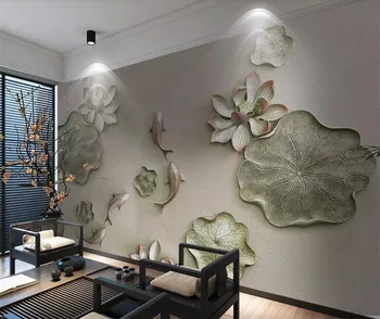 beibehang papel de parede Personalizado foto 3d papel de parede de estilo Chinês Novo Ning Yu carpa lotus papel de parede decorativa de pintura e papel de parede