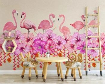 beibehang Personalizado clássico e moderno, pintado a mão flamingo quarto infantil decoração de fundo Papel de Pared 3D papel de parede