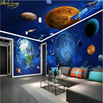 beibehang Personalizado Cósmica Galaxy Earth 3D Papéis de parede para Papel de Parede Vintage Decorativa Pintura mural na sala Home Melhoria
