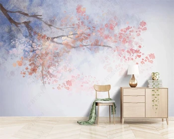 beibehang Personalizados, modernos pintados a mão Nórdicos elegante árvore de cereja flor-de-rosa romântico interior de plano de fundo de papel de parede