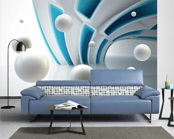 beibehang Personalizados nova e moderna abstrata do espaço arquitetônico tridimensional bola 3d papel de parede de fundo papier peint