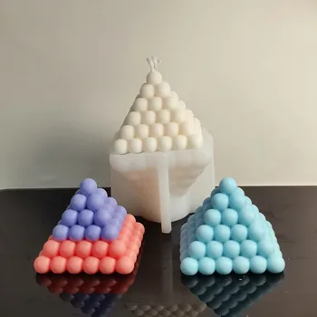 Bolha Bola Pirâmide Vela do Molde de Silicone Bolha Pirâmide Cubo de Rubik Vela do Molde de Silicone Sabão Bolo de Chocolate do Molde de Silicone