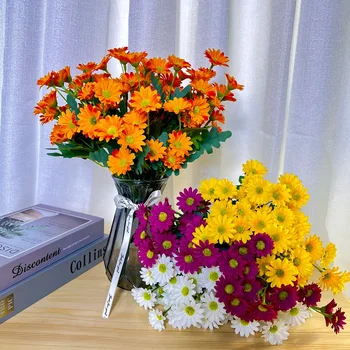 Bonito Seda Daisy Artificial Decorativa Flor DIY Casamento, Buquê de Flores em Casa Mesa da Sala de Decoração Foto Adereços, acessórios para o lar