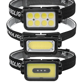 BORUiT de LED de SABUGO de Farol, Sensor de Farol 18650 5-Modo de luz Tipo-C Recarregável Lanterna de Cabeça Impermeável Acampamento de Caminhada Leve Lâmpada