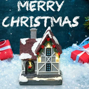 Brilhante Pequena Casa De Natal Enfeite De Resina Presente De Natal