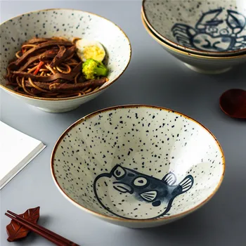cerâmica tigela de arroz macarrão de sopa, de sobremesa, bowl coreano criativo retro talheres de salada de cerâmica chinesa, grande tigela de macarrão terrina da sopa