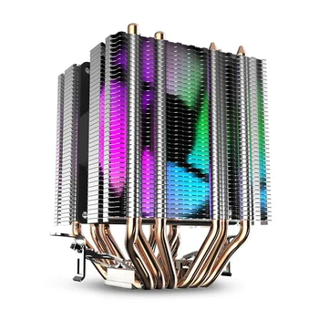Cpu Refrigerador de Ar De 6 Tubos de Calor de dupla Torre do Dissipador de calor Com 90Mm de arco-íris Levou os Fãs Para 775/1150/1155/1156/1366