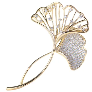 Decorativos Pin Jóia Personalizada Mulheres Broche De Ginkgo Folha Emblema De Luxo De Moda
