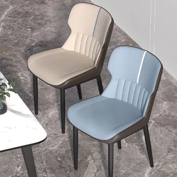 Design Nórdico de Luxo Cadeiras de Jantar Modernas Cadeira de Couro Chão da Cozinha Office Maquiagem Jardim Quarto ao ar livre Móveis de cadeiras para pequenos espaços WK