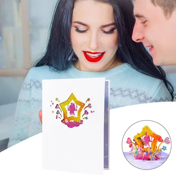 Dia dos namorados Cartão 3D Três Dimensionals Criativa Artesanal Bênção Cartão de Romantices Olha Mitzvah Cartões #t2p