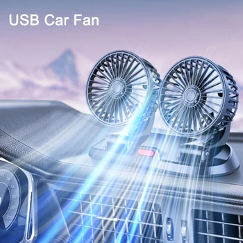 Do Carro do USB Ventilador de 360° Portátil de Dupla Cabeça de Carro do Ventilador de Refrigeração de Ar do Ventilador do Painel do Caminhão de Casa Com o Número da Placa do Automóvel Elétrico do Ventilador