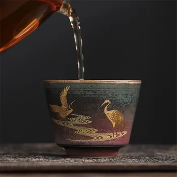 Estilo Japonês Artesanal De Cerâmica Grosseira Forno Alterar Mestre Xícara De Chá De Criativos De Cerâmica Pintados A Mão Guindaste Xícaras De Chá Copos