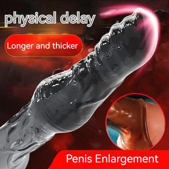 Extensor de pénis Manga Masculina Reutilizáveis Preservativos retardar a Ejaculação Vibrador Enhancer Pênis Anéis de Bico Sexo Ferramentas para Homens