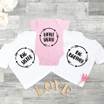 Família Combinando Roupas Irmão T-Shirts Big Brother Camisa Irmã Mais Velha Tee Irmã Irmão Roupas De Bebê Body