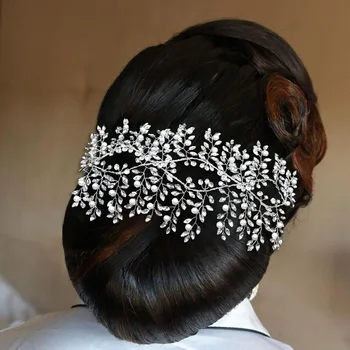 Feito À Mão Cor De Prata De Casamento, Acessórios De Cabelo Pérolas De Cristal Tiaras De Noiva, As Mulheres Hairbands Acessórios, Jóias De Moda