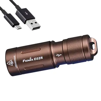 Fenix E02R Marrom 200 Lumen Mini Recarregável Lanterna elétrica do Keychain