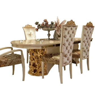 Francês tabela de luxo combinação Europeia neoclássico tabela deluxe grande de madeira maciça mesa de jantar e cadeiras personalizadas