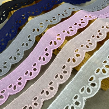 Frete grátis Requintado Colorido Tecido 100% Algodão Bordado Lace Trim DIY Roupas feitas à mão Tecido Acessórios 3cm 5Yds/monte