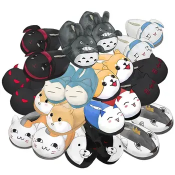 HKSNG Inverno Quente Anime Cartoon Totoro Corgi Gato de Interior Chinelos de quarto Casais Antiderrapantes Homewear Coelho de Pelúcia Sapatos