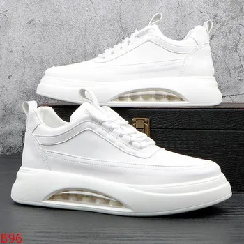 Homens de Pouca Sapatos Brancos 2023 Nova Tendência Elevados de Calçados Versáteis Sola Grossa Sapatos Confortáveis e Respirável, Sapatos de Desporto