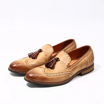 Homens Sapatos Oxford Office Casamento casuais sapatos de sapatos de Mão-de polimento Apontou toe Sapatos de Couro Homens